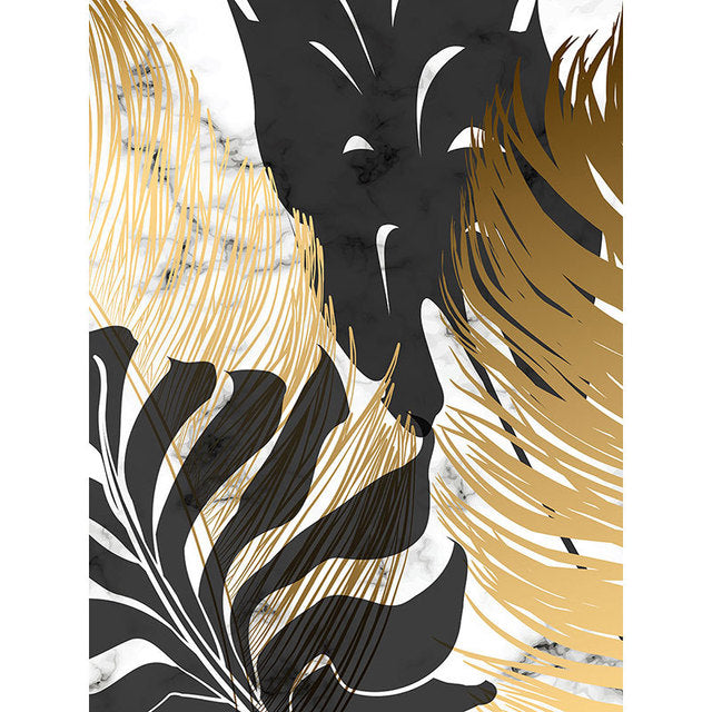 Black Gold Foliage Canvas Art Print