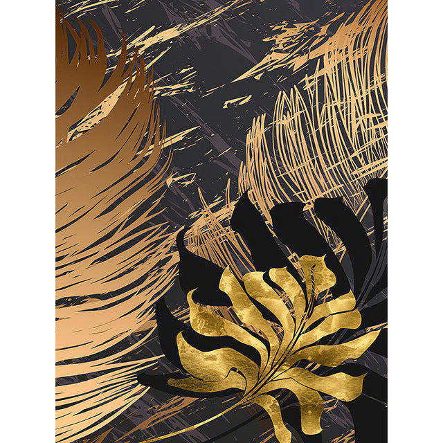 Black Gold Foliage Canvas Art Print