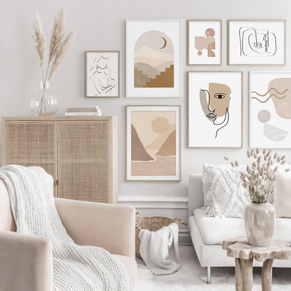 Bohemian Mountain Face Line Art Canvas Print