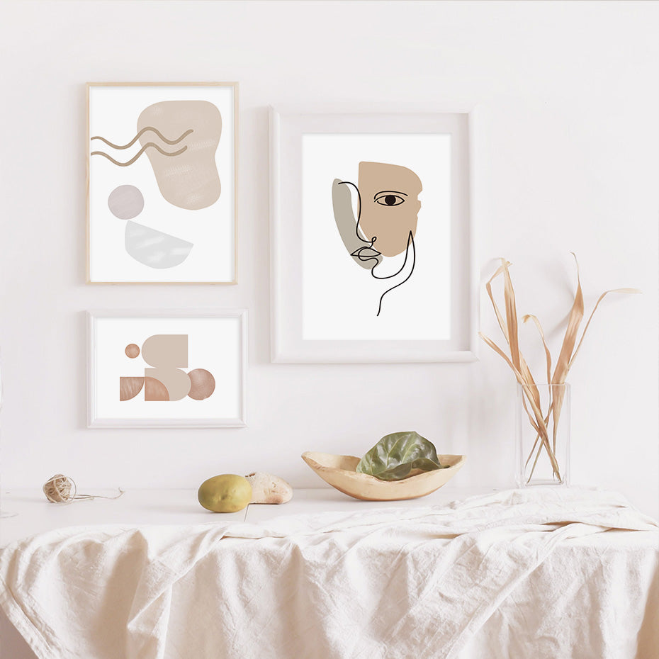 Bohemian Mountain Face Line Art Canvas Print