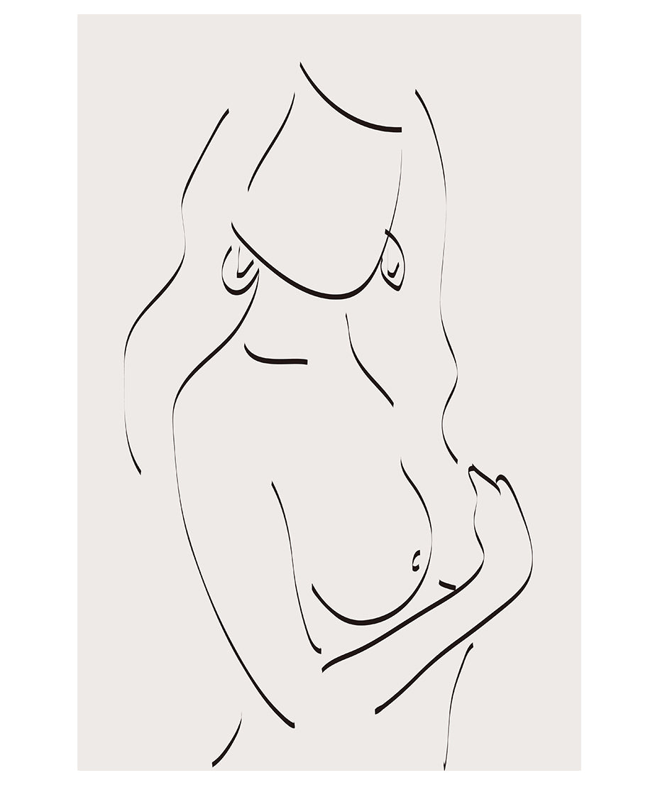 Bohemian Mountain Face Line Art Canvas Print