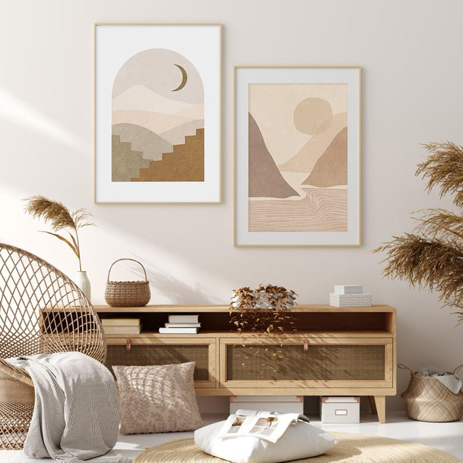Bohemian Mountain Face Line Art Canvas Print