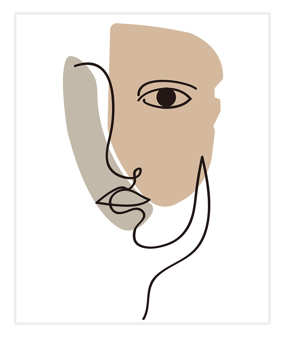 Bohemian Mountain Face Line Art Canvas Print