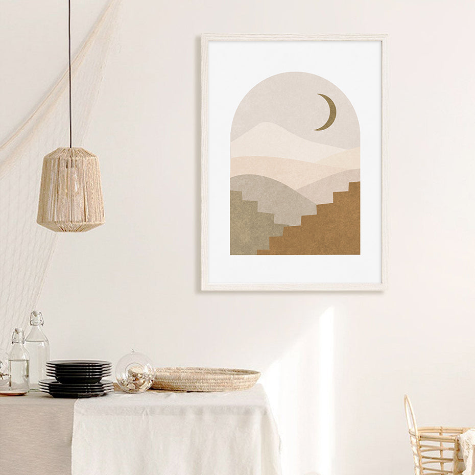 Bohemian Mountain Face Line Art Canvas Print