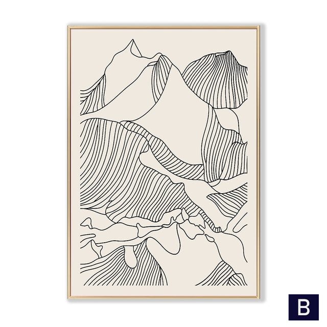 Contour Landscape Line Art Canvas Print