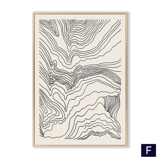 Contour Landscape Line Art Canvas Print