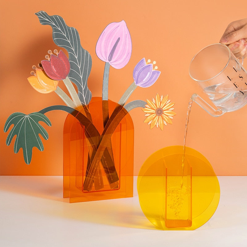Rainbow Color Acrylic Vase freeshipping - khollect