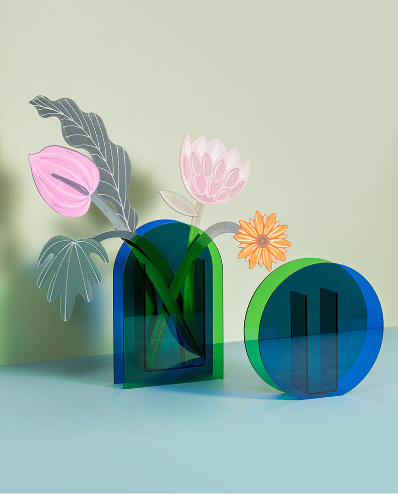 Rainbow Color Acrylic Vase freeshipping - khollect