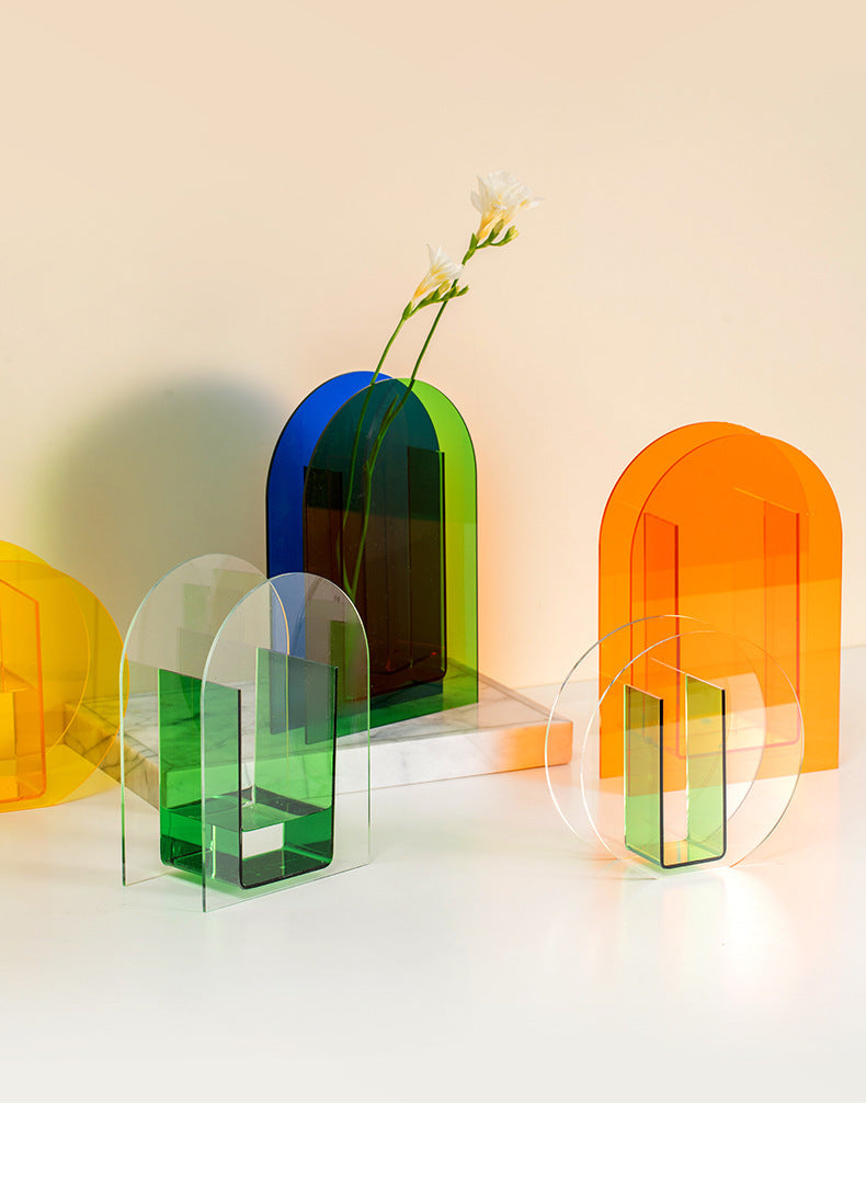 Rainbow Color Acrylic Vase freeshipping - khollect