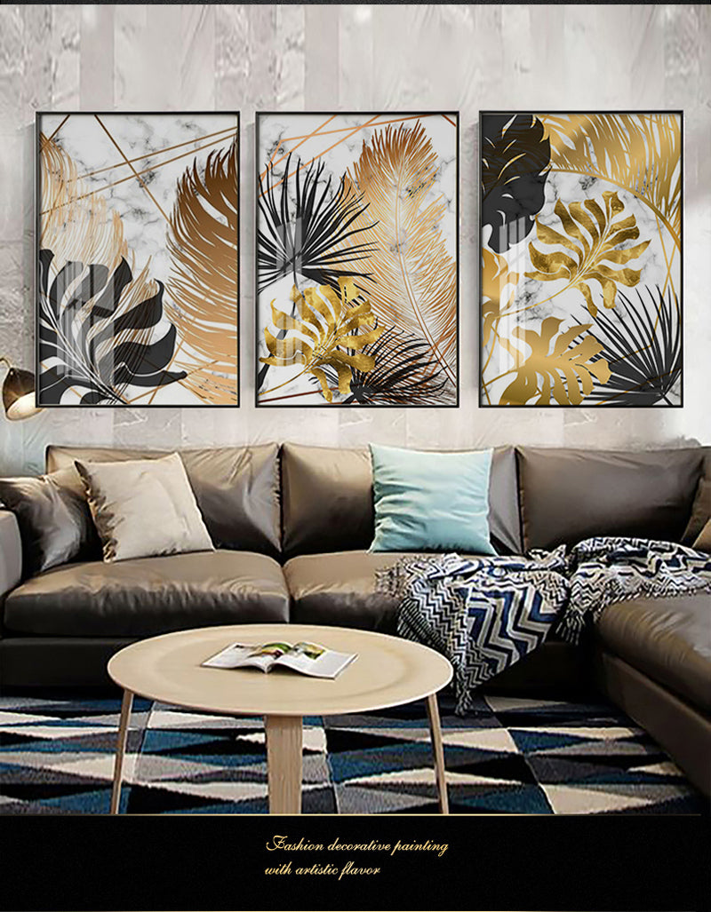 Black Gold Foliage Canvas Art Print