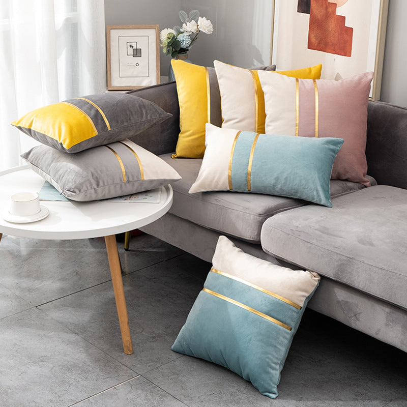 Golden Stripe Luxury Decorative Pillow Cover