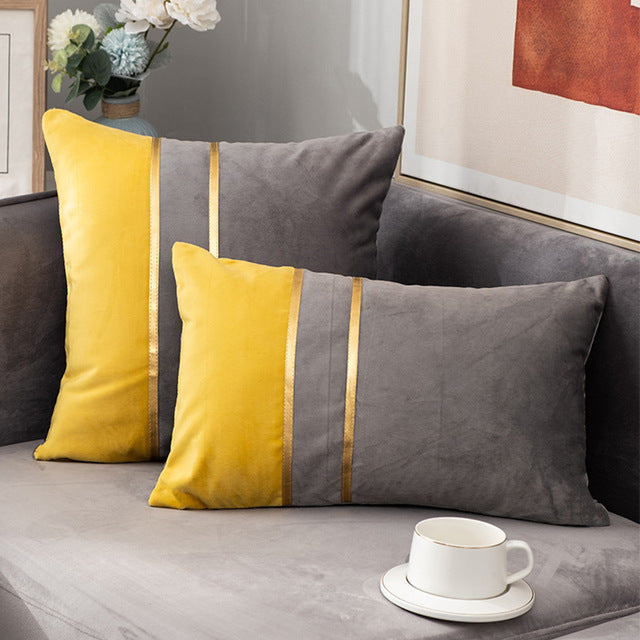 Golden Stripe Luxury Decorative Pillow Cover