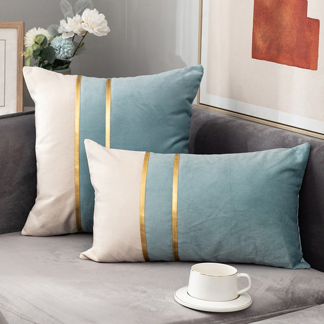 Golden Stripe Luxury Decorative Pillow Cover