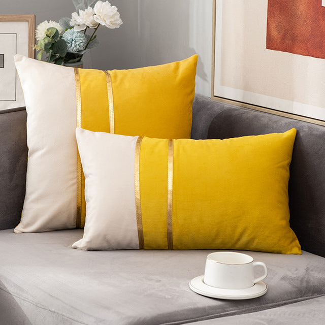 Golden Stripe Luxury Decorative Pillow Cover