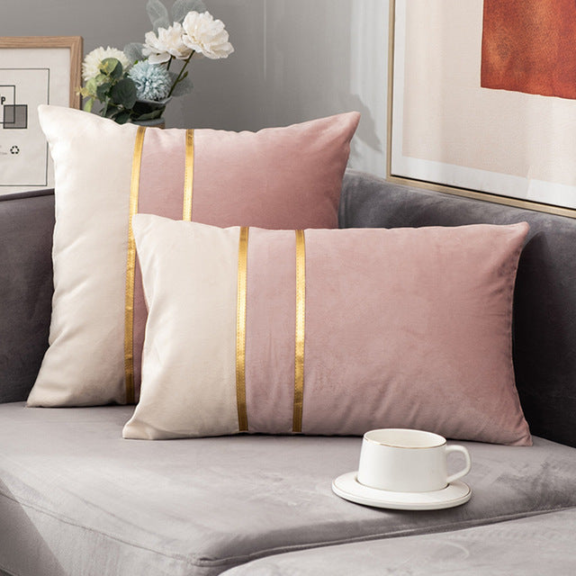 Golden Stripe Luxury Decorative Pillow Cover