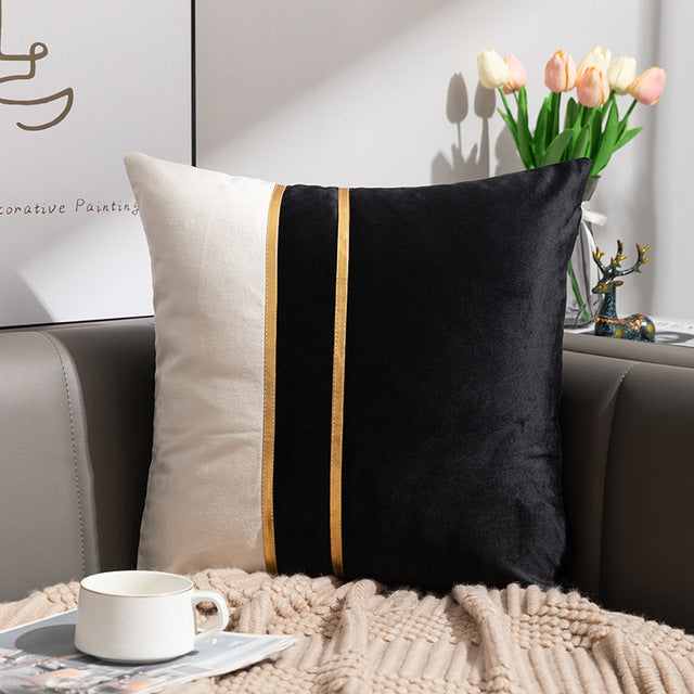 Golden Stripe Luxury Decorative Pillow Cover