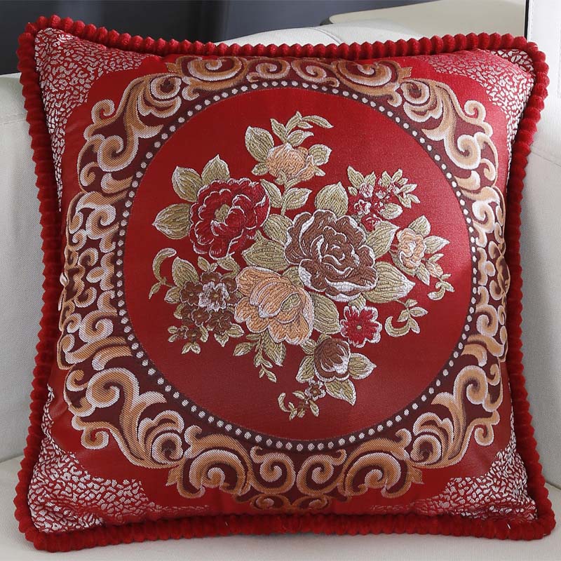 Floral Embroidered Jacquard Pillow Cover