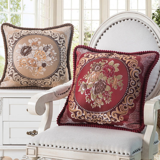 Floral Embroidered Jacquard Pillow Cover