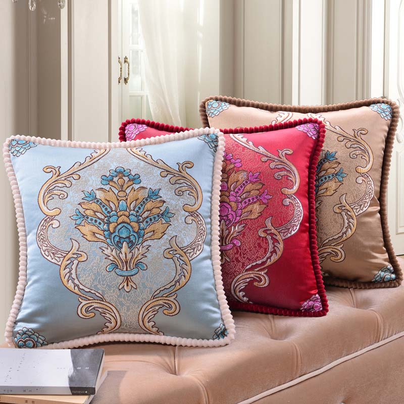 Floral Embroidered Jacquard Pillow Cover