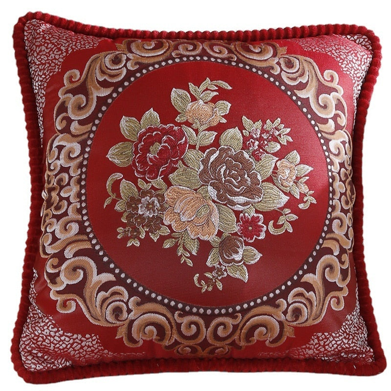 Floral Embroidered Jacquard Pillow Cover