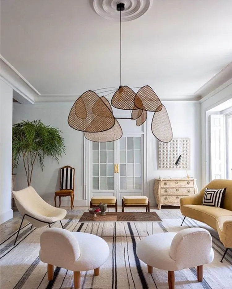 Bamboo Mesh Rattan Chandelier