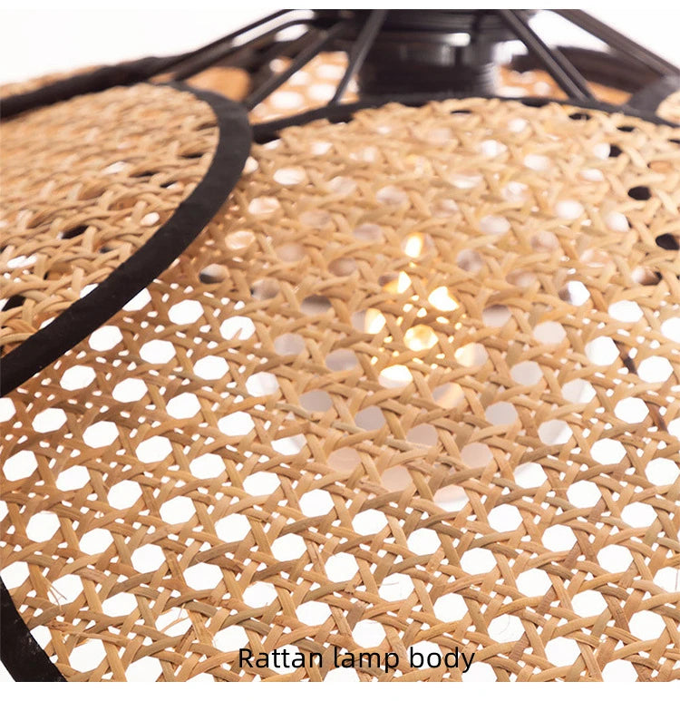 Bamboo Mesh Rattan Chandelier