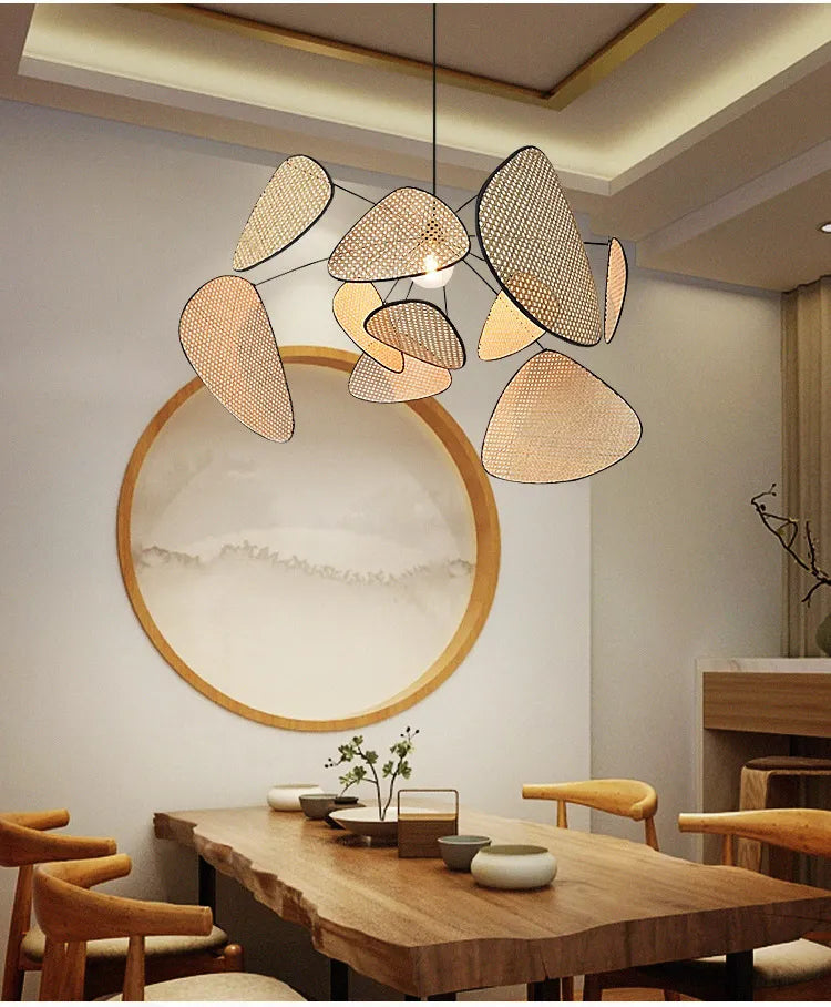 Bamboo Mesh Rattan Chandelier