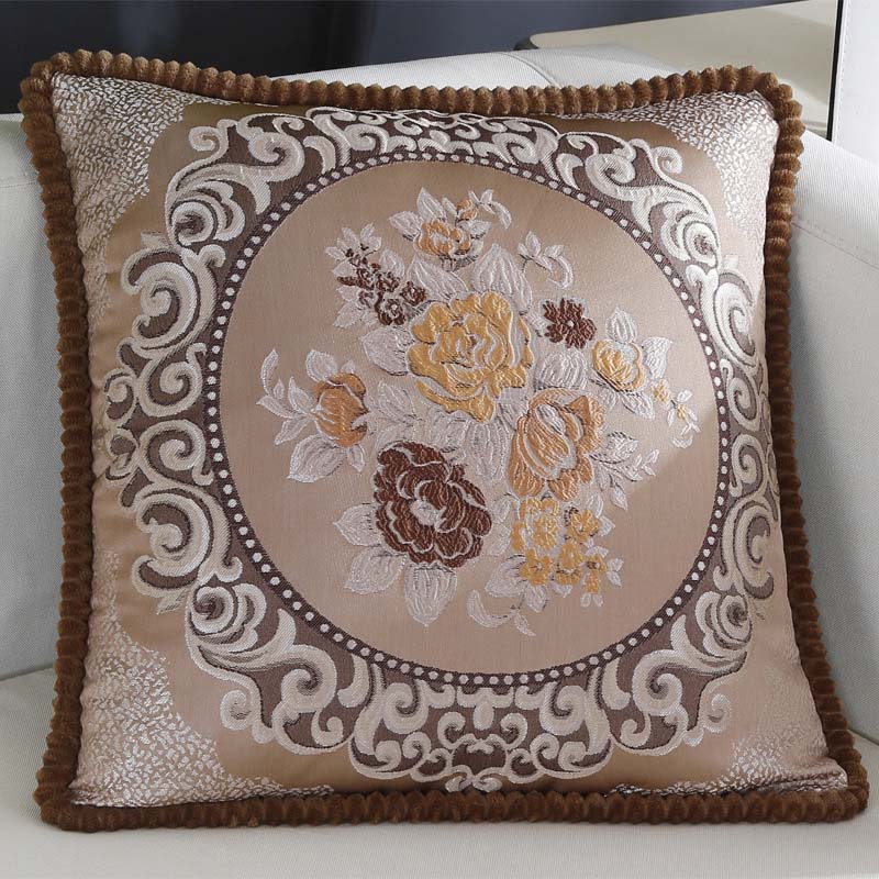 Floral Embroidered Jacquard Pillow Cover