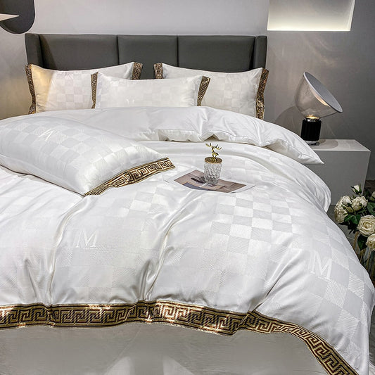 Golden Rim Luxury Satin Jacquard Bedcover