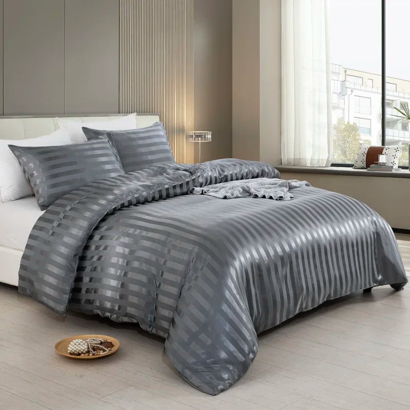 Aero Satin Striped Duvet Cover