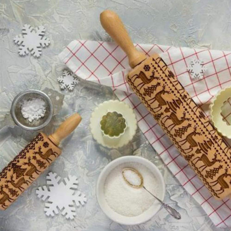 Rolling Pin Pattern Embossed Beech Wood freeshipping - khollect