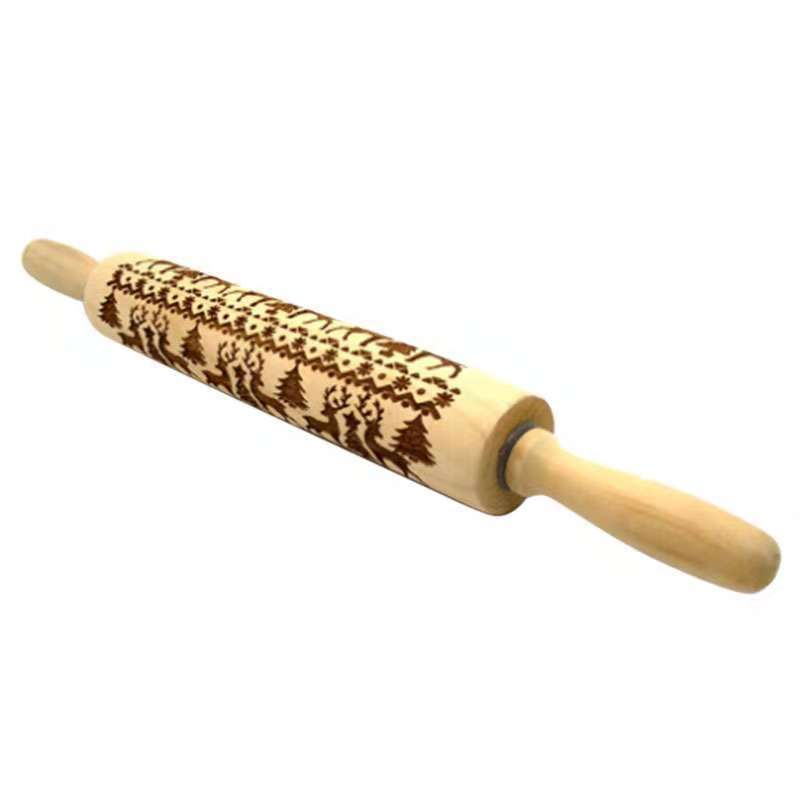 Rolling Pin Pattern Embossed Beech Wood freeshipping - khollect