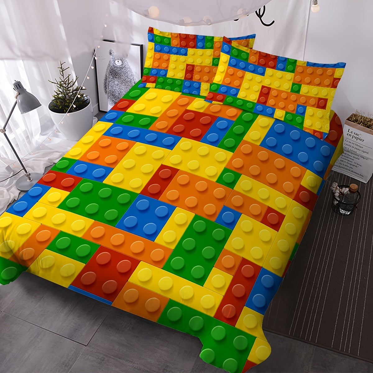 Colorful Block Pattern Duvet Cover Set