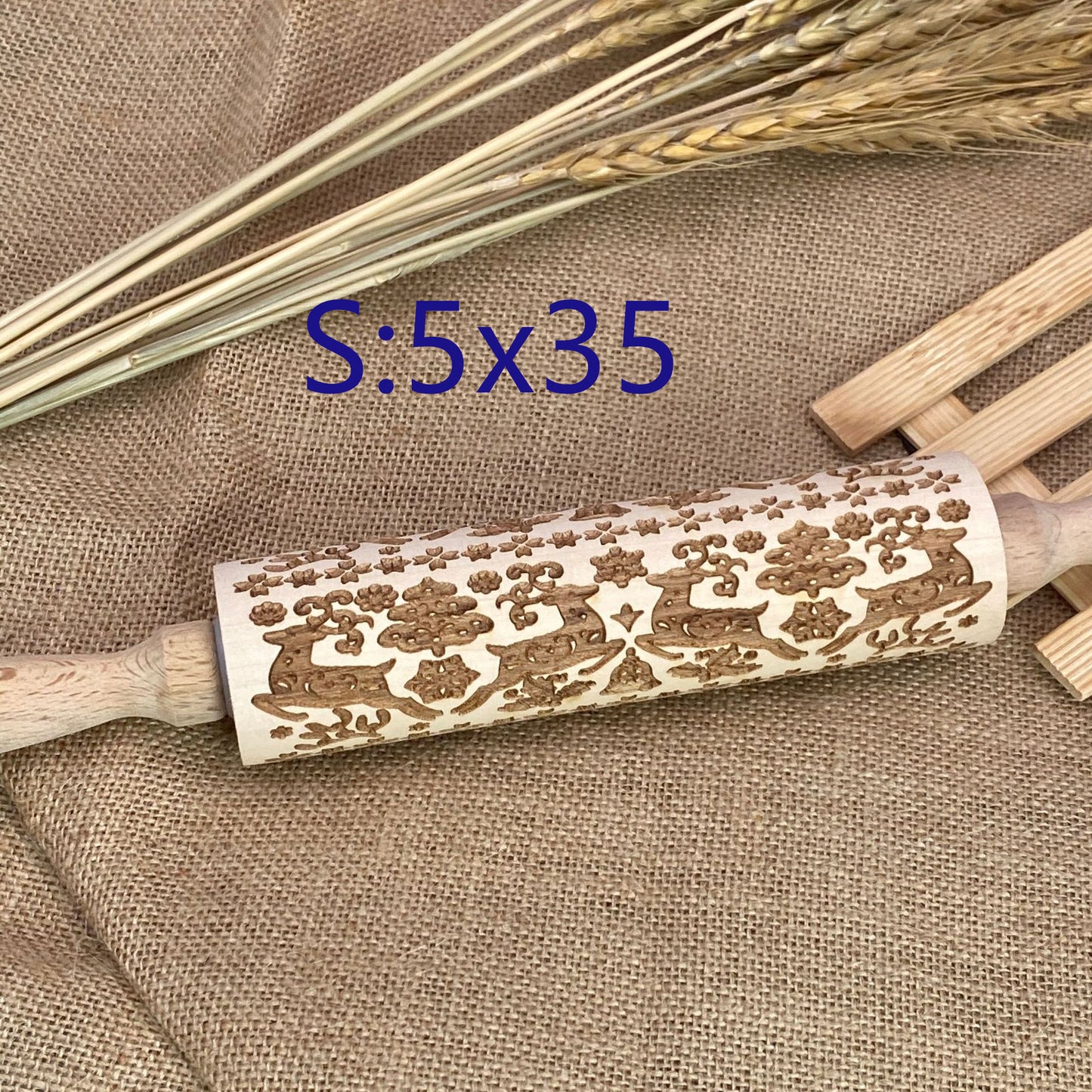 Rolling Pin Pattern Embossed Beech Wood freeshipping - khollect