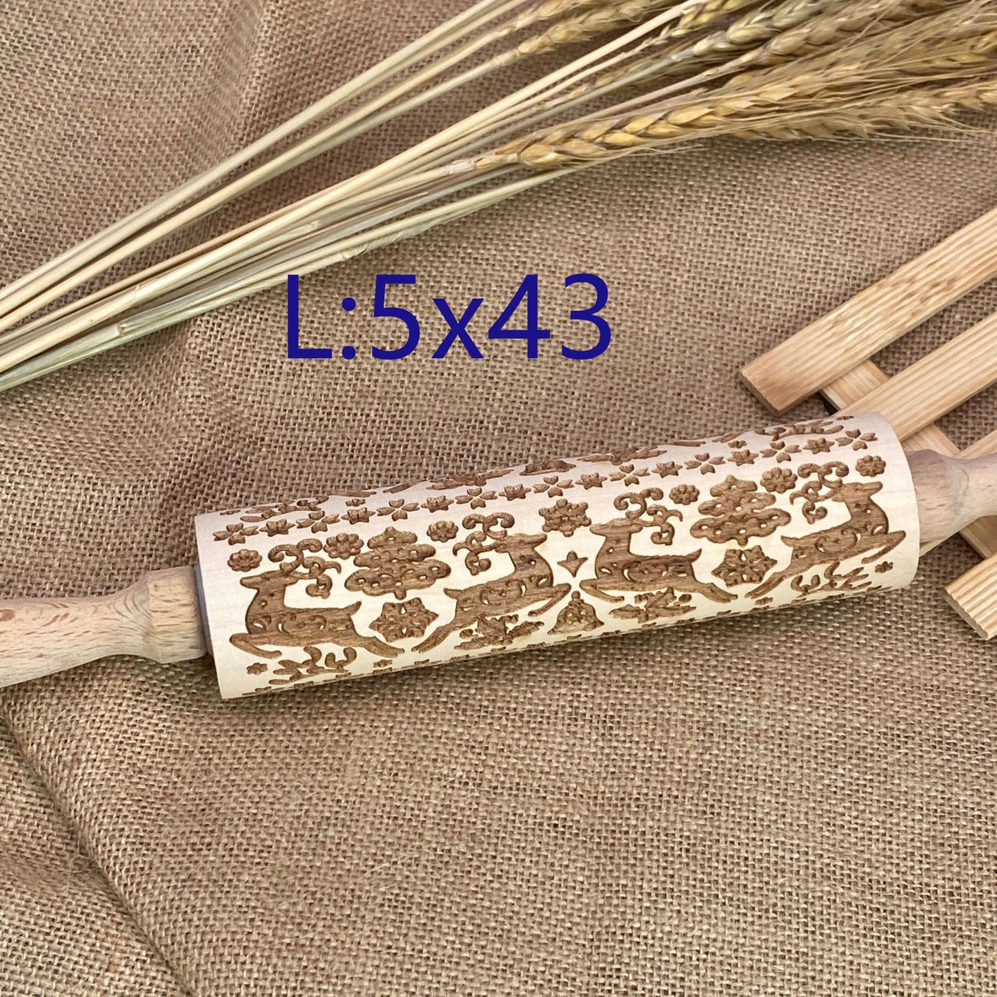 Rolling Pin Pattern Embossed Beech Wood freeshipping - khollect