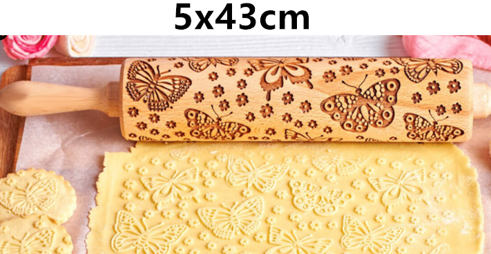 Rolling Pin Pattern Embossed Beech Wood freeshipping - khollect