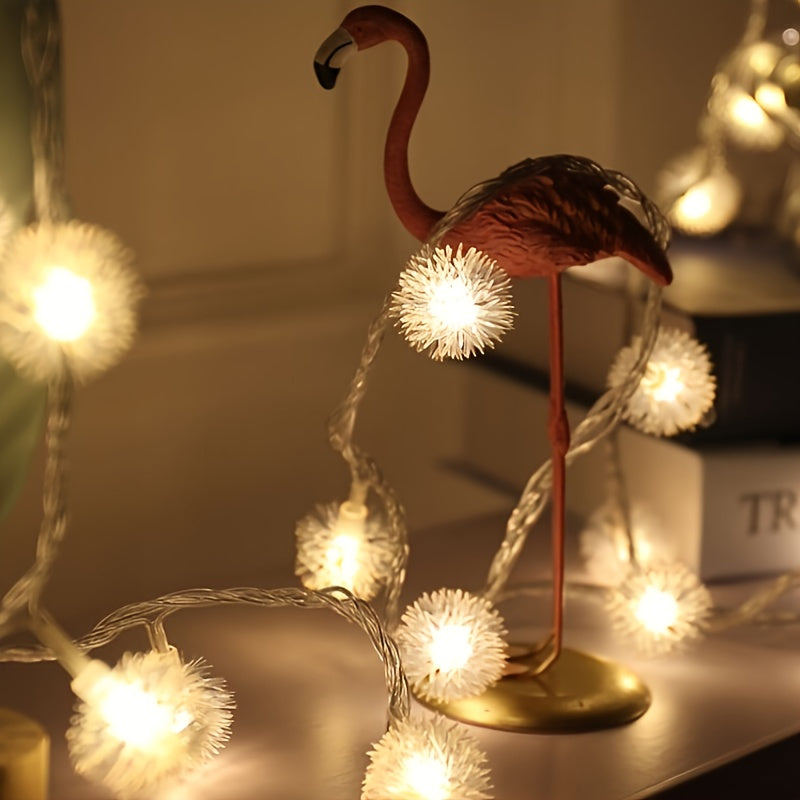 Dreamy Dandelions Fur Balls String Lights With Battery Box