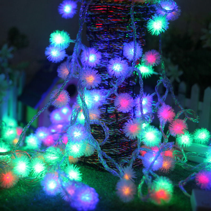 Dreamy Dandelions Fur Balls String Lights With Battery Box