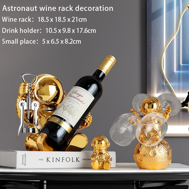 Golden Astro Wine Rack Decor