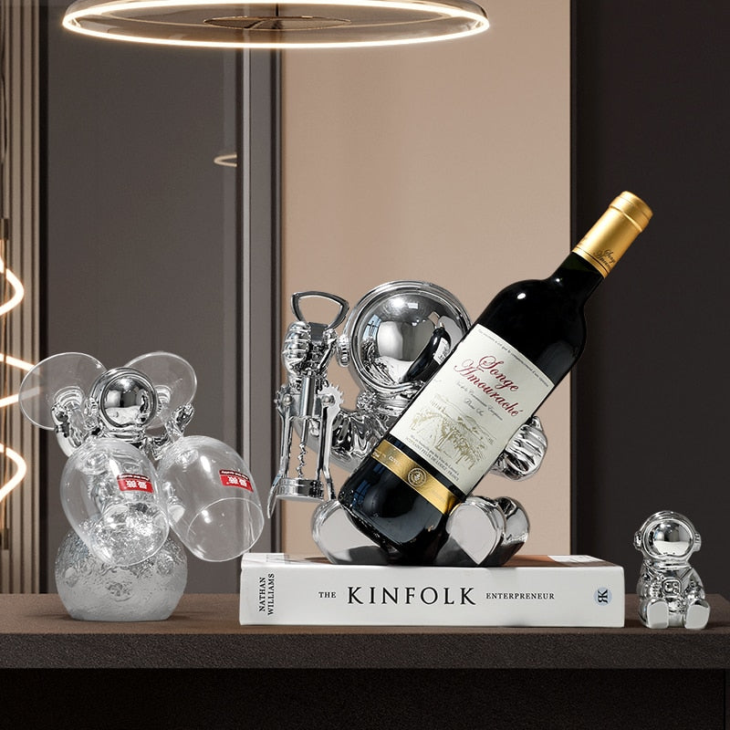 Golden Astro Wine Rack Decor