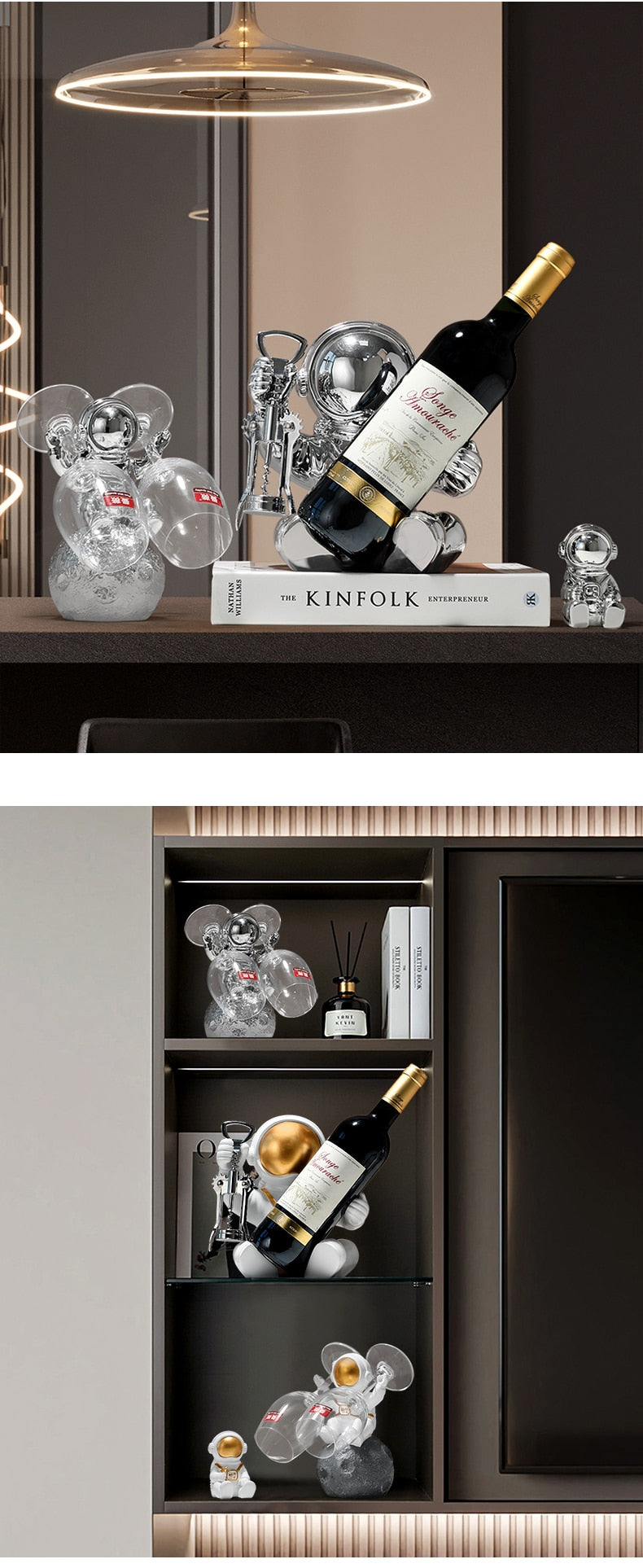 Golden Astro Wine Rack Decor