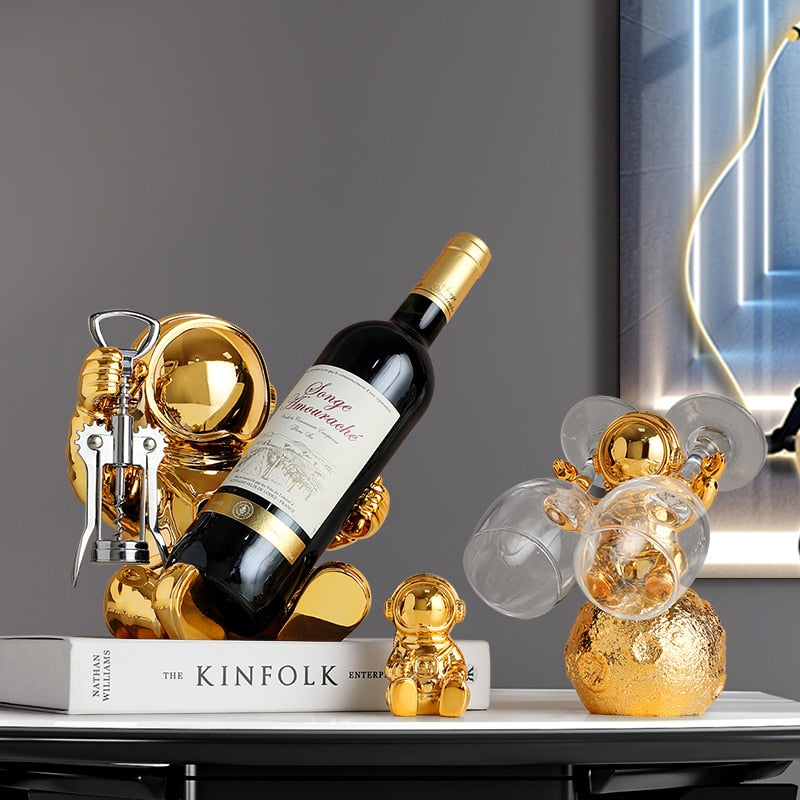 Golden Astro Wine Rack Decor