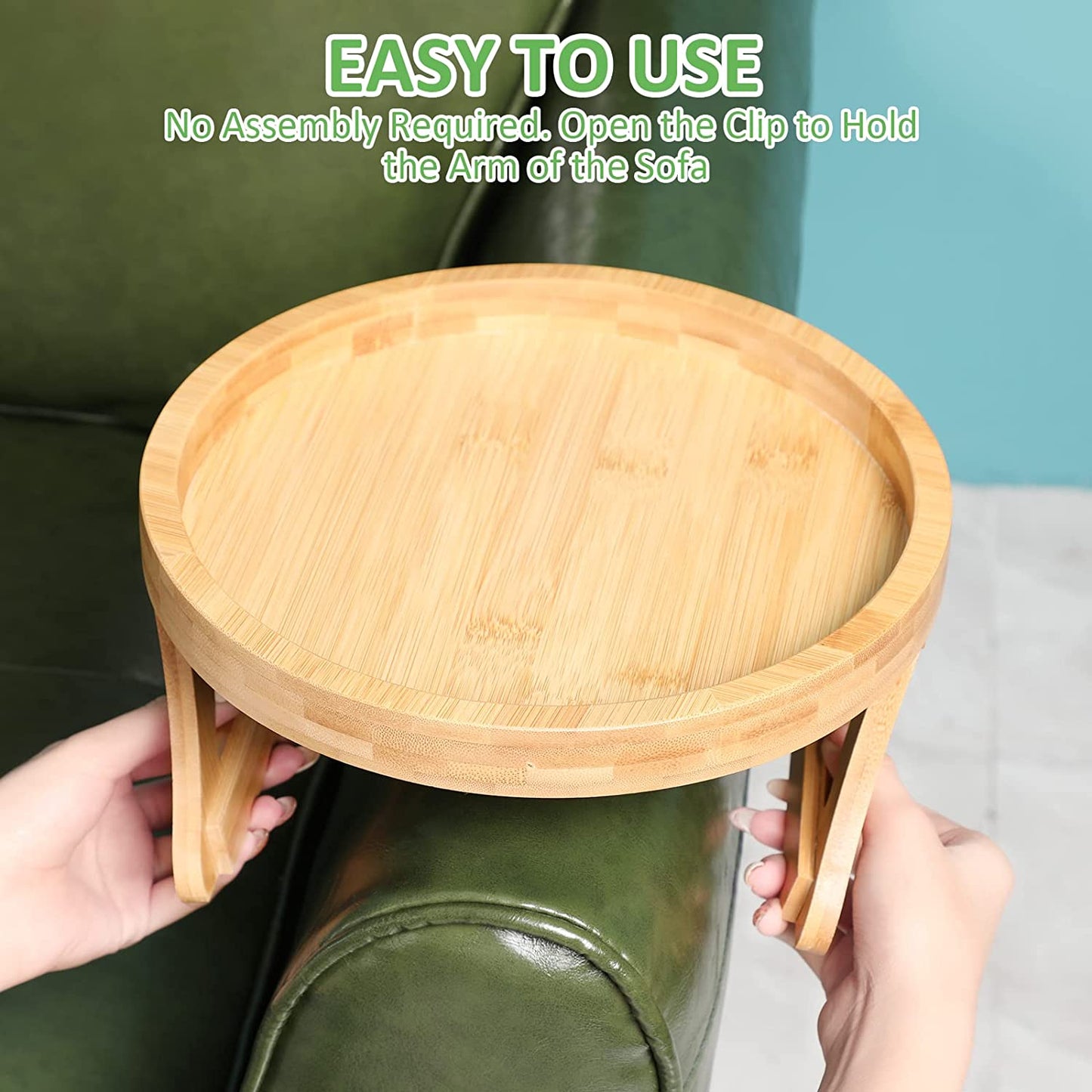 Circle Bamboo Sofa Arm Tray