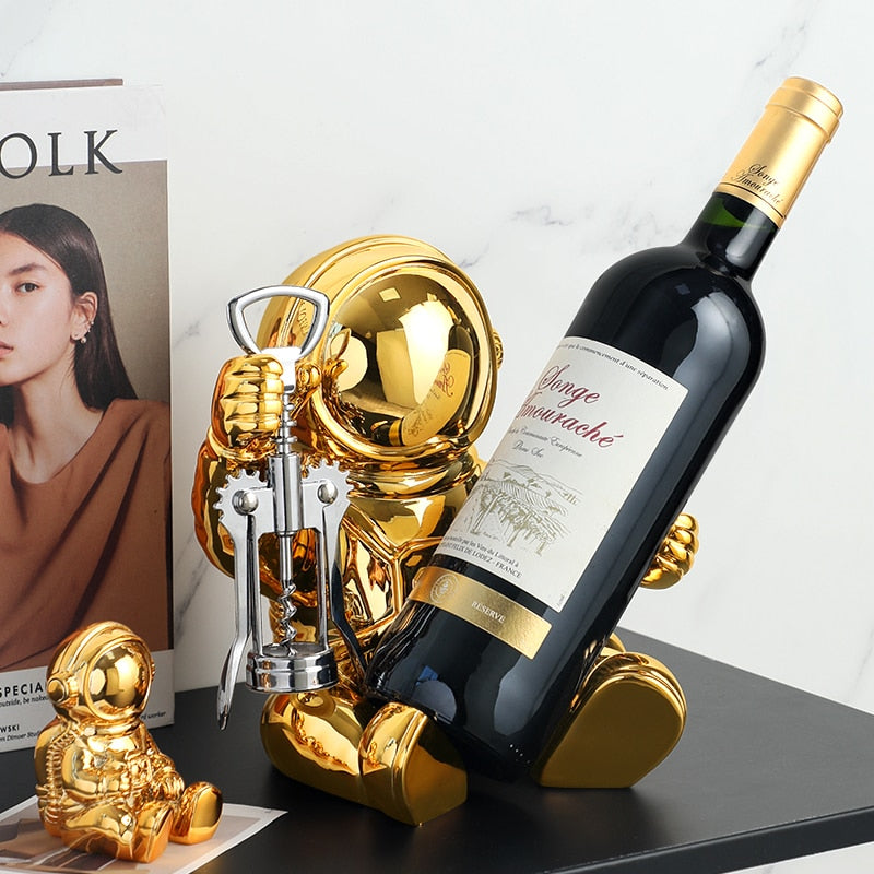 Golden Astro Wine Rack Decor