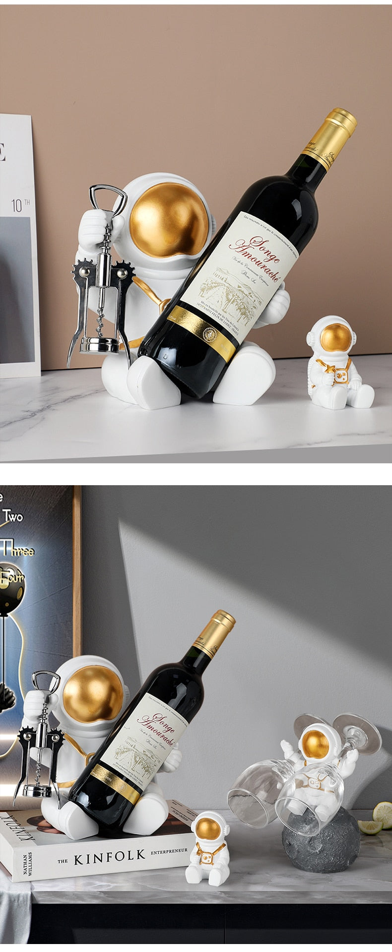 Golden Astro Wine Rack Decor