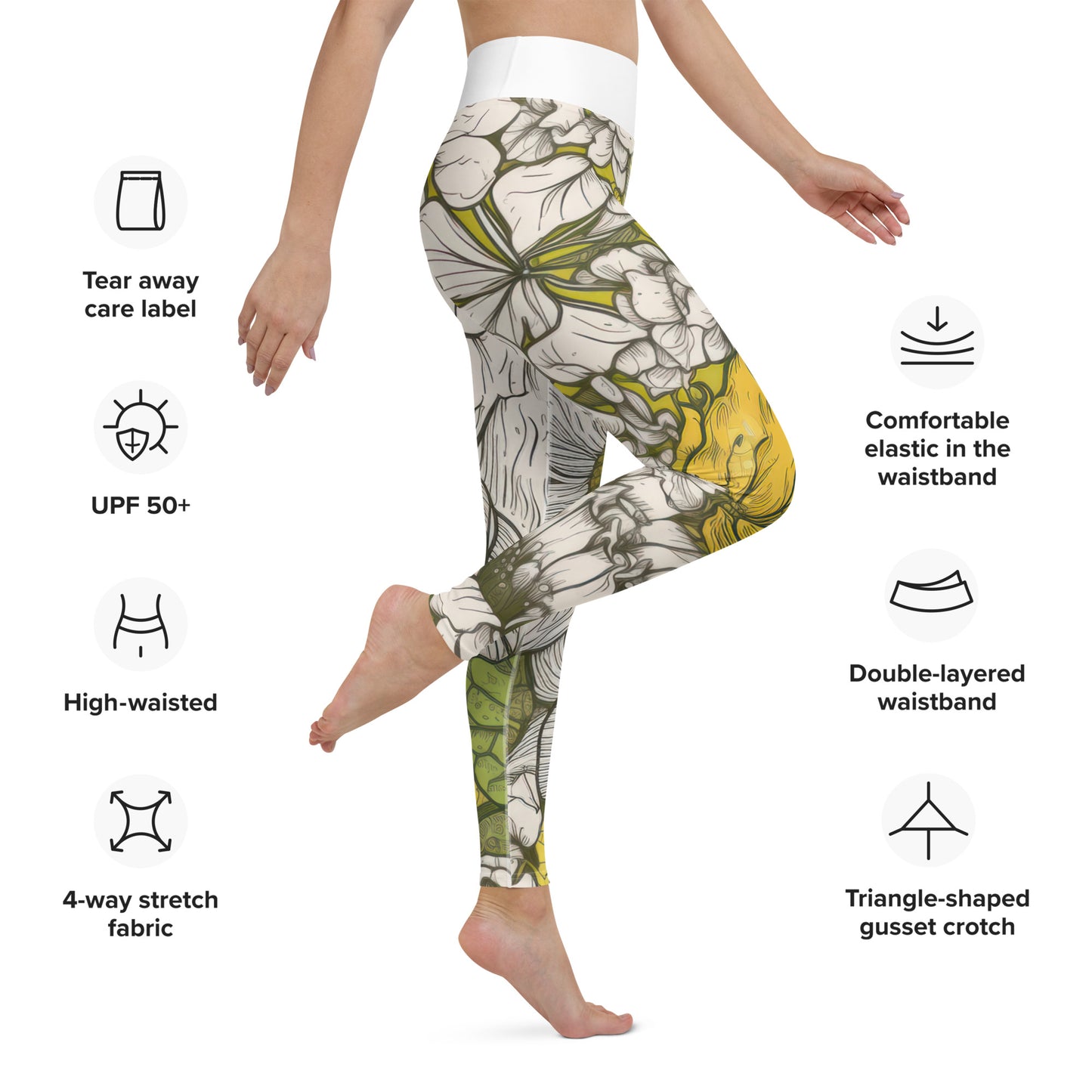 Floral Green Yoga Leggings