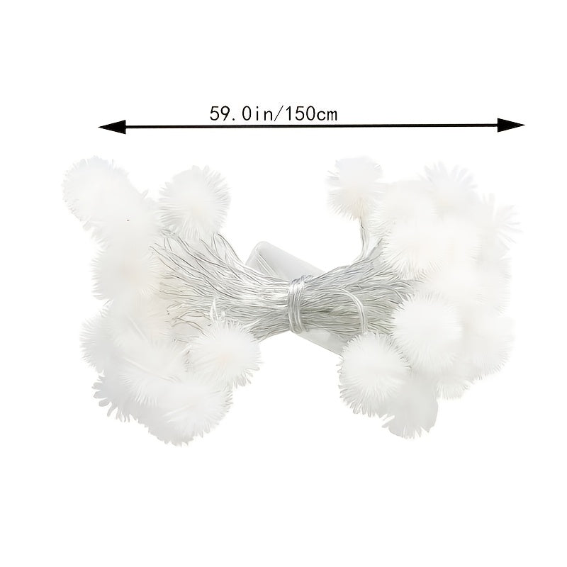 Dreamy Dandelions Fur Balls String Lights With Battery Box