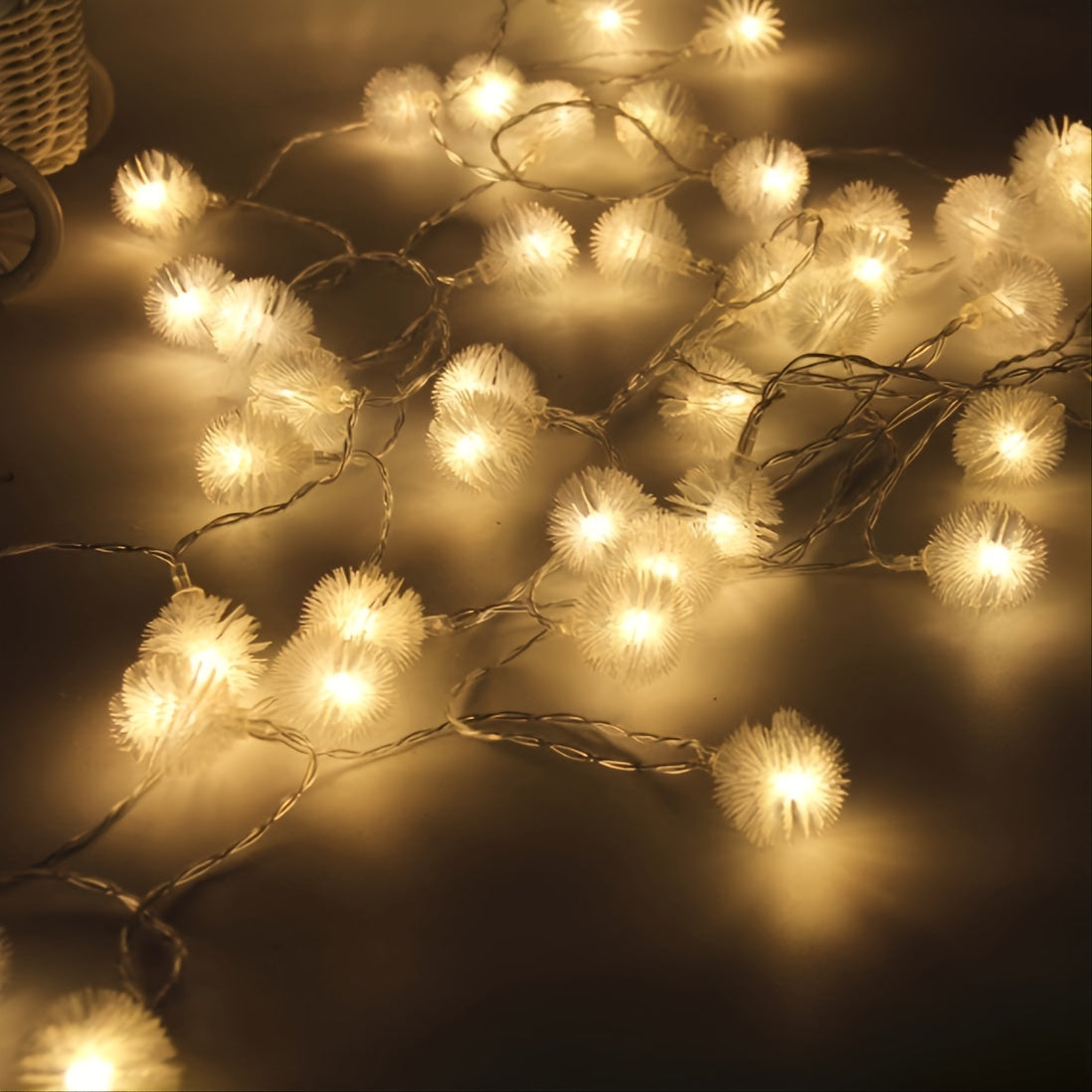 Dreamy Dandelions Fur Balls String Lights With Battery Box