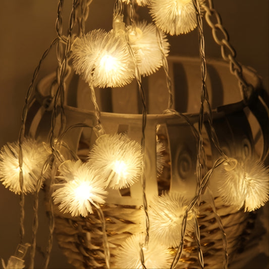Dreamy Dandelions Fur Balls String Lights With Battery Box