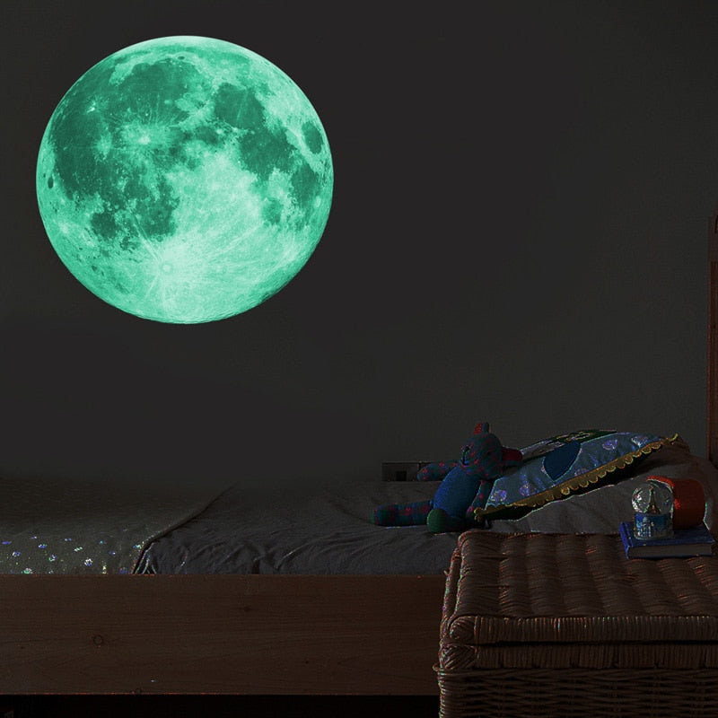 Luminous 3D Moon Wall Sticker freeshipping - khollect